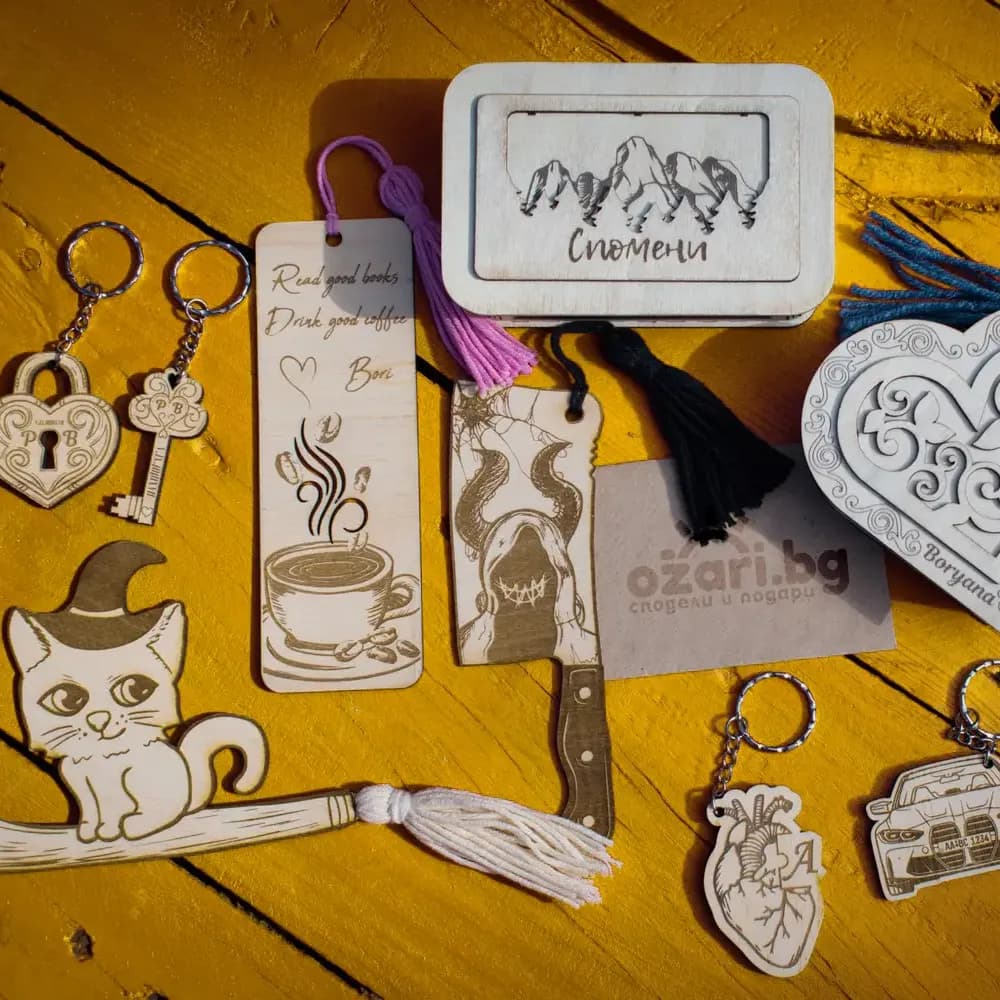 Handcrafted wooden gift box with laser engravings